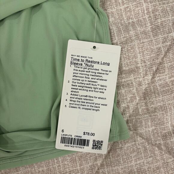 NWT Lululemon Time to Restore Nulu Long Sleeve Shirt Creamy Mint - Picture 6 of 9